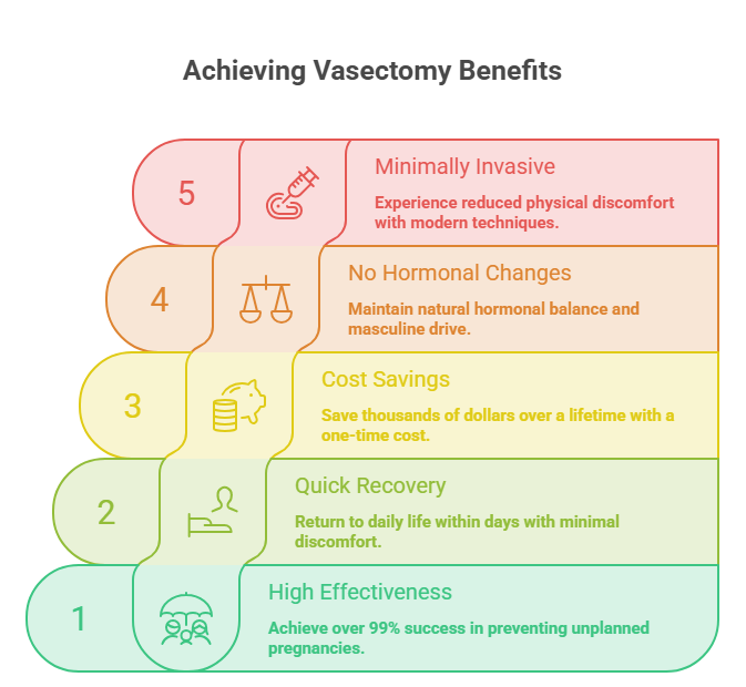 This image discusses vasectomy benefits men get who are looking for permanent birth control options.